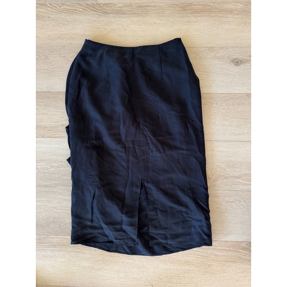 Zara Black Draped Draped Front Midi Skirt Size L NWT - Picture 7 of 8